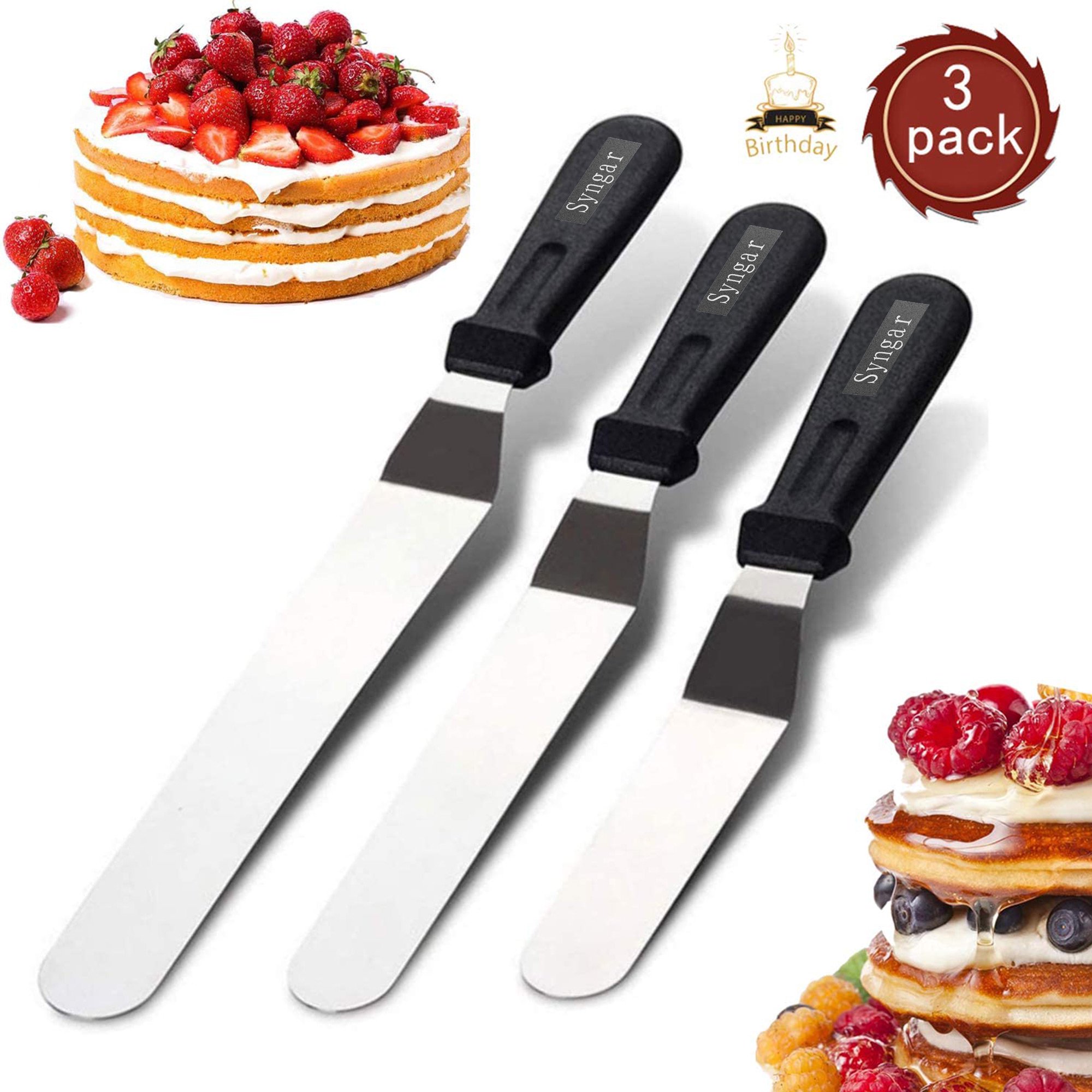 Angled Icing Spatula Set of 3, 6 8 10 inch Blade Stainless Steel ...