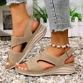 thumbnail image 2 of LOVZFMLL Women's Sandals 2025 Print Comfort Walking Hiking Wedges Sandals with Arch Support Open Toe Ankle Strap Casual Summer Sandals Khaki 9.5, 2 of 7