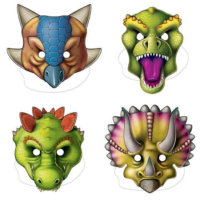 Child size Cardstock Dinosaur Masks Party Supplies 1 pack of 4