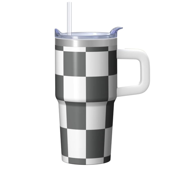 20oz Geometric Textured Insulated Tumbler, Stainless Steel Double Wall Travel Coffee Mug with Handle Leak Proof Lid