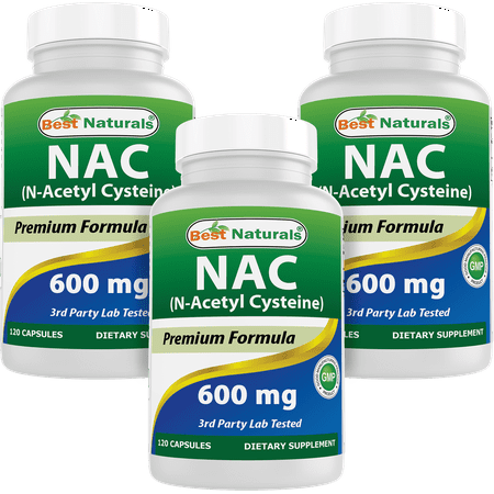 3 Pack Best Naturals NAC (N-Acetyl Cysteine) 600 mg 120 Capsules