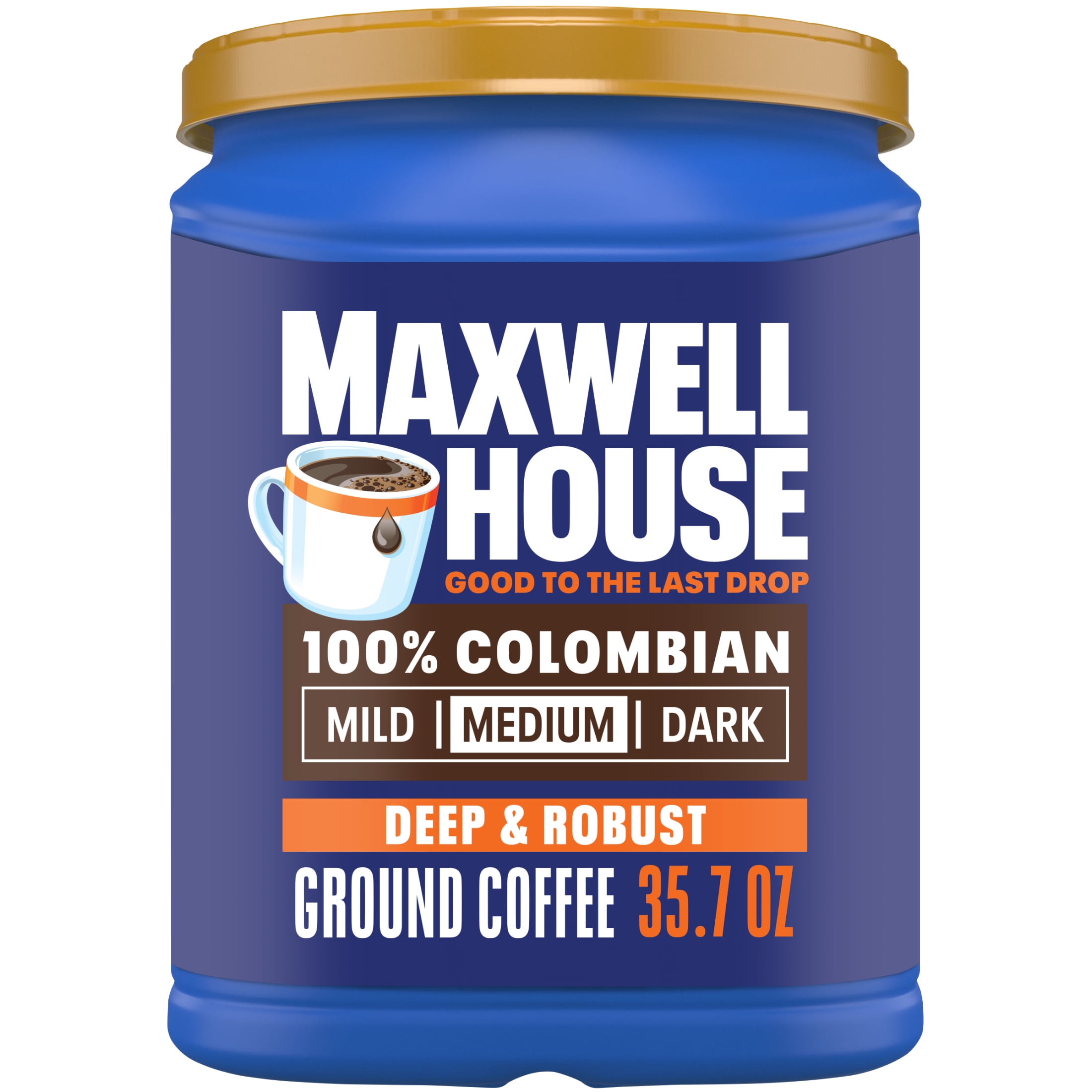 (6 pack) Maxwell House 100% Colombian Ground Coffee, 35.7 oz Canister