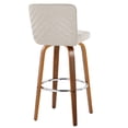 thumbnail image 4 of Modern Walnut Bar Stools Set of 2 with Swivel and Chrome Footrest, Beige Fabric Upholstered Counter Height Stools for Kitchen Island, 4 of 5