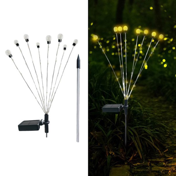 1/2 Uds. Luz de ambiente de luciérnaga decoración del hogar 8LED Solar 600mAh para camino de patio Hugtrwg Para estrenar