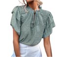 thumbnail image 1 of Camiseta de manga corta suelta con cuello en V y estampado informal a la moda para mujer Pompotops  hkajfhjk463014, 1 of 7