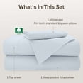 thumbnail image 4 of California Design Den Twin XL Sheets Set - 500 Thread Count 100% Cotton, Soft Sateen, Deep Pockets - Silver Mist Blue, 4 of 7