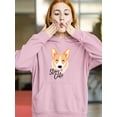 thumbnail image 2 of Stay Cute Happy Corgi Dog Hoodie Women -Image by Shutterstock, Female Small, 2 of 4