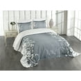 thumbnail image 3 of Ambesonne Floral Quilted Bedspread Set 3 Pcs, Floral Design Nature, Queen Size, Grey White, 3 of 5