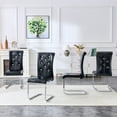 thumbnail image 4 of NEW Set of 2 Dining Chairs, Retro Alligator Texture with Crystal Buckle Design, Spray-Painted Metal Bow Legs, 4 of 10