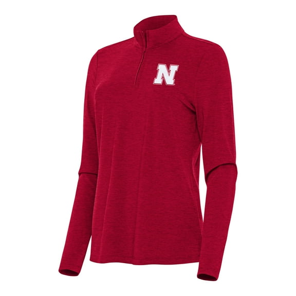 Women's Antigua Heather Red Nebraska Huskers Bright Quarter-Zip Top