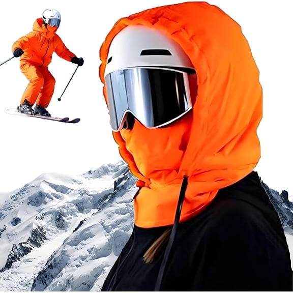 Waterproof Fleece Lined Hood, Fleece Lined Thermal Hood with Drawstring for Skiing & Hiking, Windproof Winter Balaclava for Outdoor Activities