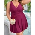 thumbnail image 2 of Asoul Plus Size Scalloped V Neck Swimwear for Womens One Piece Swimsuits Tummy Control Swimdress Bathing Suits with briefs, 2 of 7