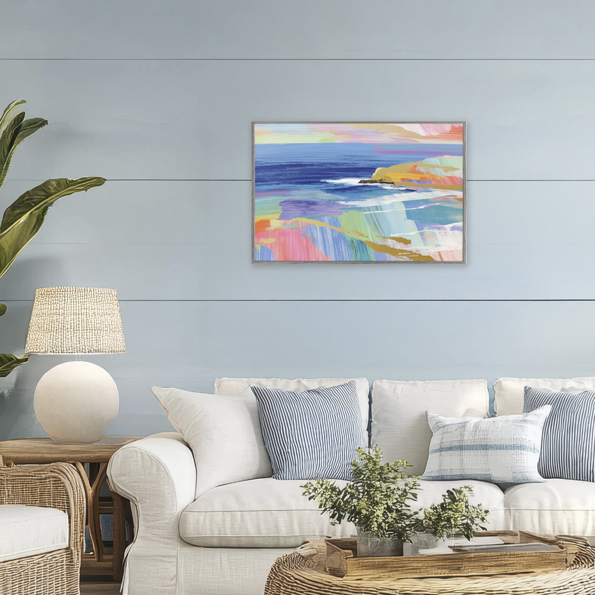 Stupell Industries Hawaii Coastline Abstraction Gray Framed Giclee Art, design by Chromatic Storm Studio