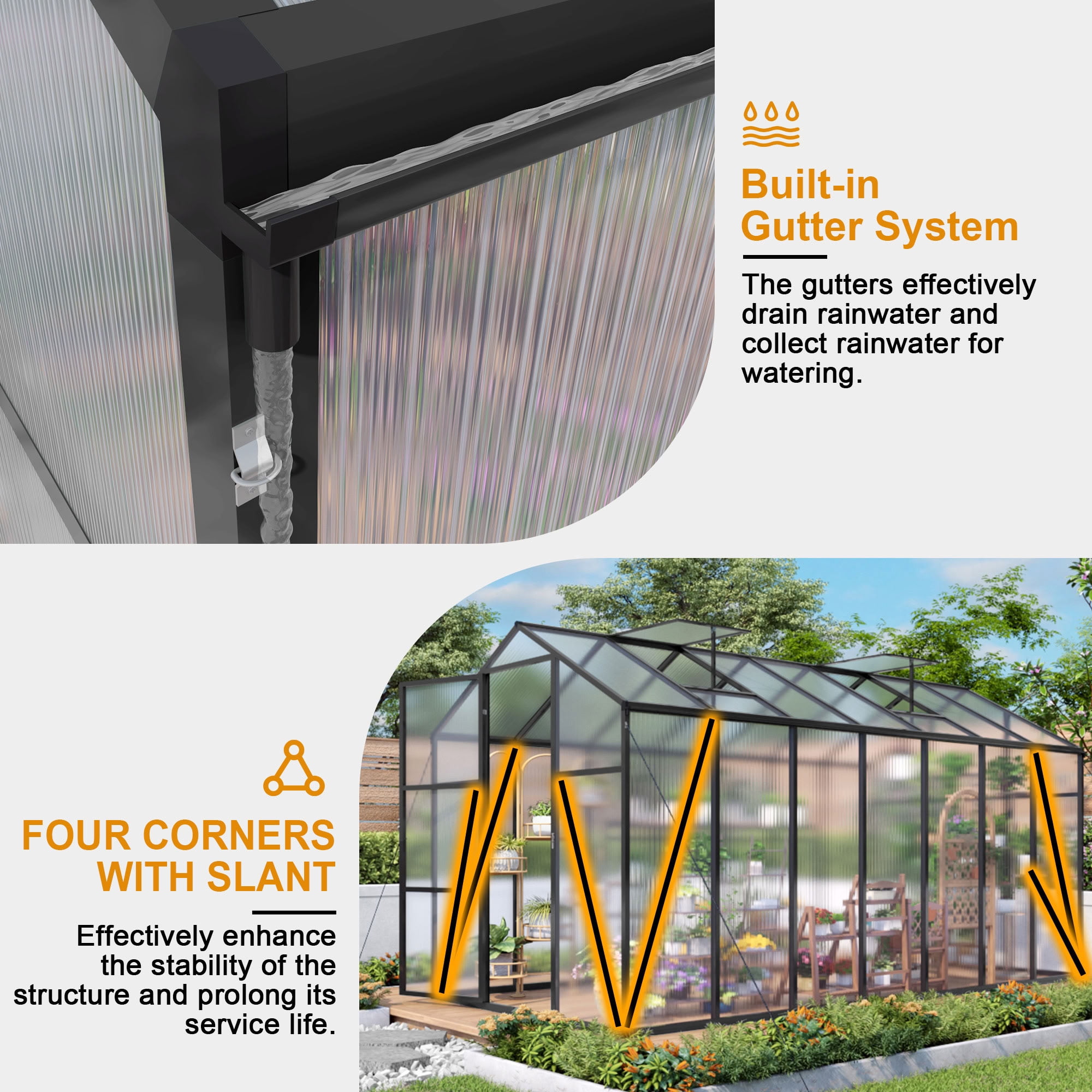 MAYEERTY 6x14 FT Walk-in Outdoor Greenhouse, Garden Greenhouse with Aluminum Frame, Adjustable Vents, Lockable Door & UV Protection for Backyard, Patio & Garden