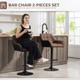 thumbnail image 4 of HOMCOM Tabourets de Bar Réglables, Ensemble de 2, Tabourets de Bar Pivotants Capitonnés en Tissu, 4 of 10