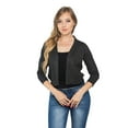 thumbnail image 5 of G-Style USA Women's 3/4 Sleeve Open Front Cropped Cardigan Sweater (S-XL), 5 of 7