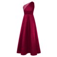 thumbnail image 3 of TiaoBug Girls' Sleeveless One Shoulder Rhinestone Satin Long Dress for Wedding Party Pageant Gown Burgundy 8, 3 of 5