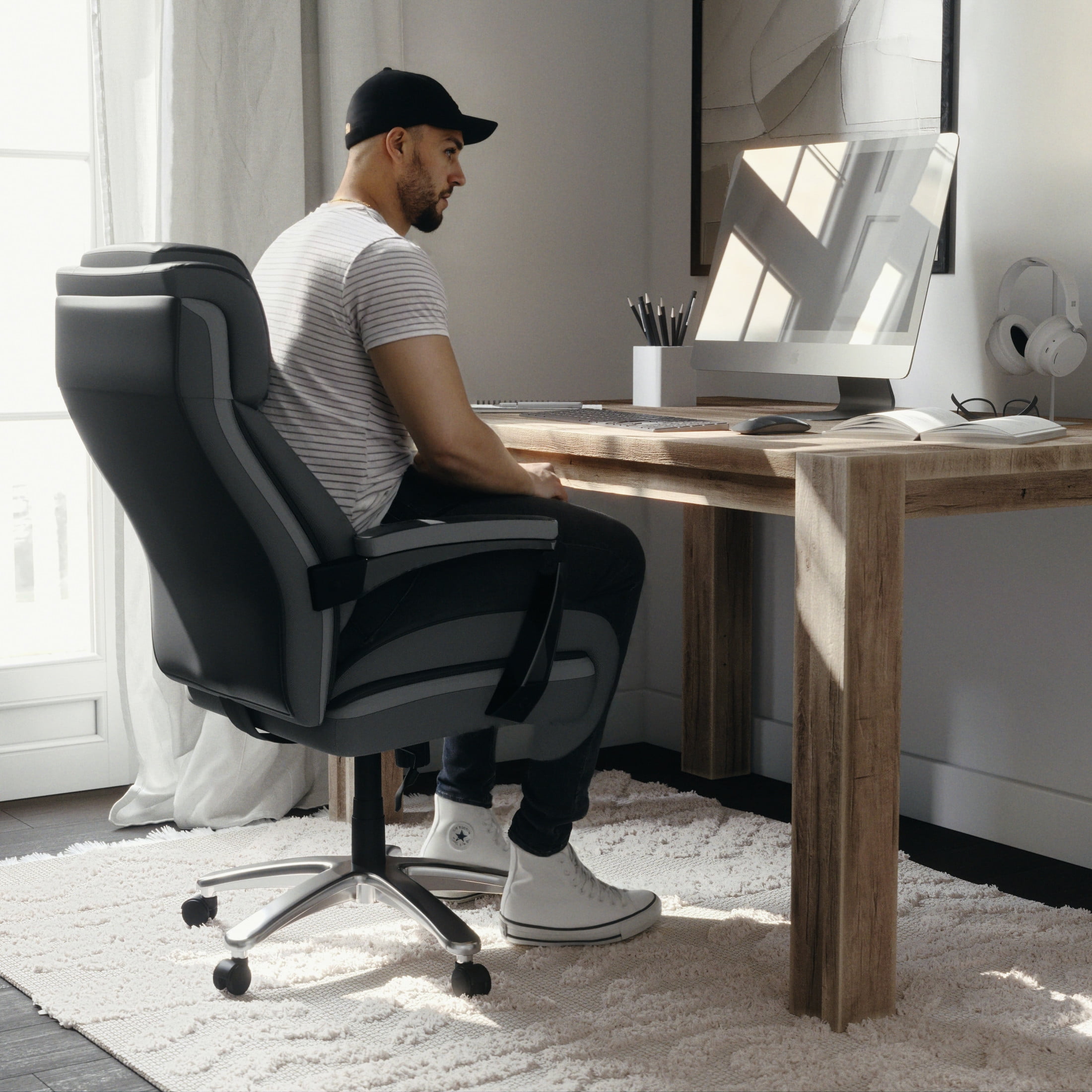 Flash Furniture Hercules Series Big & Tall Ergonomic LeatherSoft Office Chair, Black