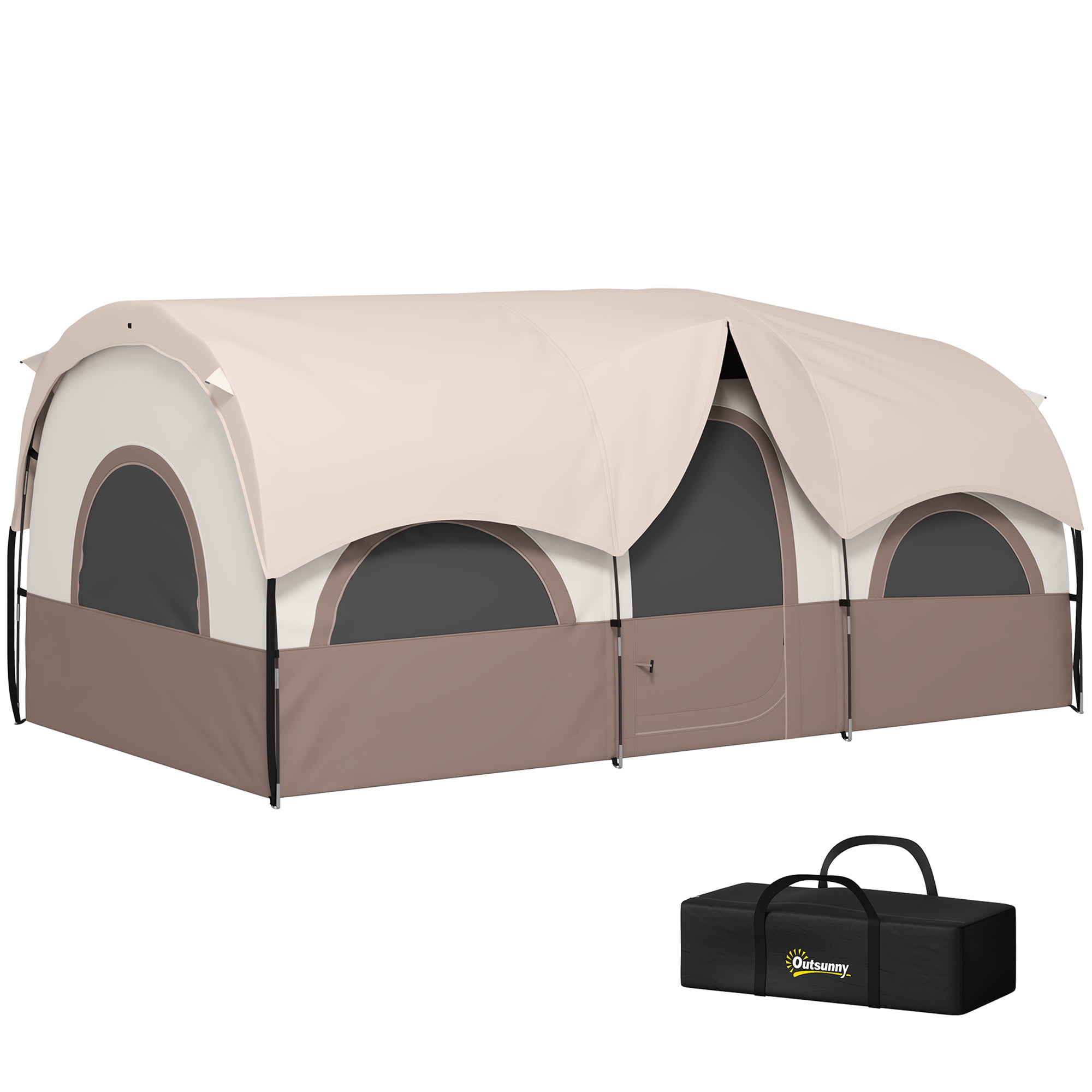 Outsunny 4-6 Person Camping Tent, 3000mm Waterproof And Upf30+, Khaki 171.3" L X 98.8" W X 76.8" H
