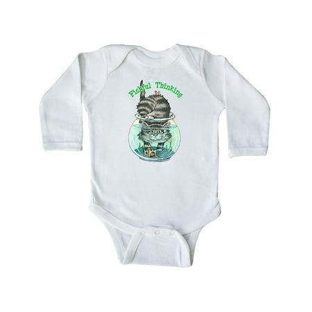 

Inktastic Fishful Thinking Cat in Fish Bowl Gift Baby Boy Long Sleeve Bodysuit