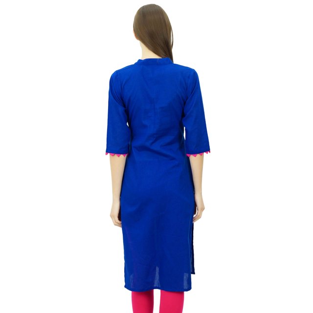 Phagun Kurti Uni en Coton Tunique de Designer Col Mandarin Kurta Ethnique Décontractée Blouse