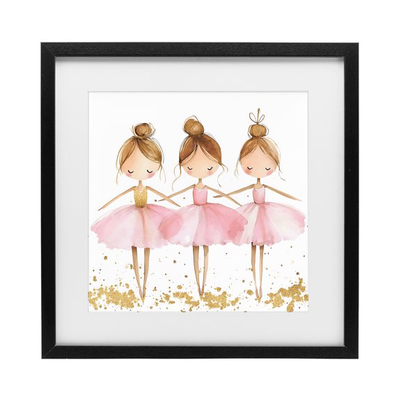 Stupell Industries Ballerina Trio in Pink Tutus Black Framed Print Under Glass, design by Creative Studio