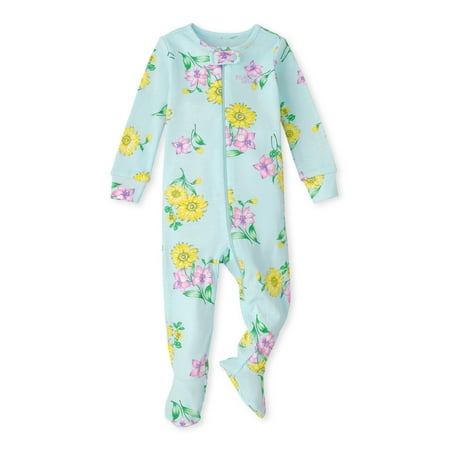

The Children s Place Baby and Toddler Girl Tight Fitting Long Sleeve and Long Pant Footed Pajamas Sizes 0-5T