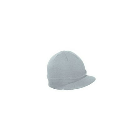 Mens Reversible Visor Beanie - Cuff Beanie Visor Cap- Heather Gray