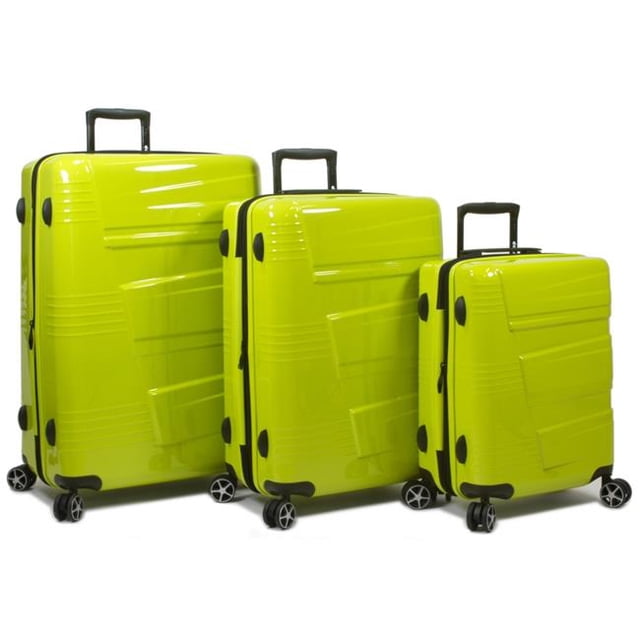 Dejuno 1909DJ-LIME Lumos Ensemble de Bagages Rigides Extensibles à Roulettes, Lime - 3 Pcs