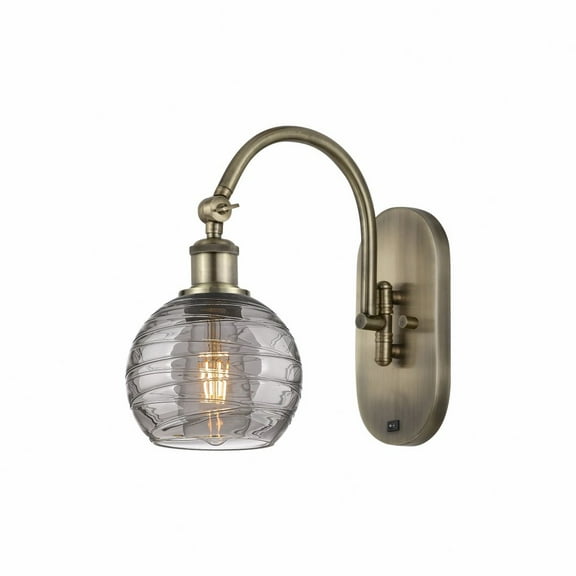 518-1W-AB-G1213-6SM Innovations Lighting Athens Deco Swirl - 1 Light Arm Swivels Side to Side Wall Sconce In Industrial Style-11.63 Inches Tall and