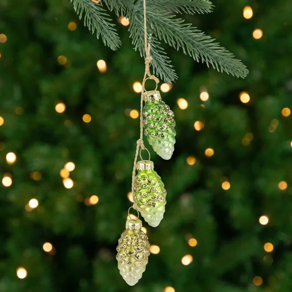 Northlight 5.25-Inch Green Ombre Dangling Pine Cones Glass Christmas Ornament
