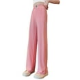 thumbnail image 4 of LIIPEE Girls Boys Casual Pants Summer Comfortable Solid Color Elastic Waist Straight Wide Leg Pants Child Trendy Outdoor Sports Pants,Pink,6-7 Years, 4 of 7