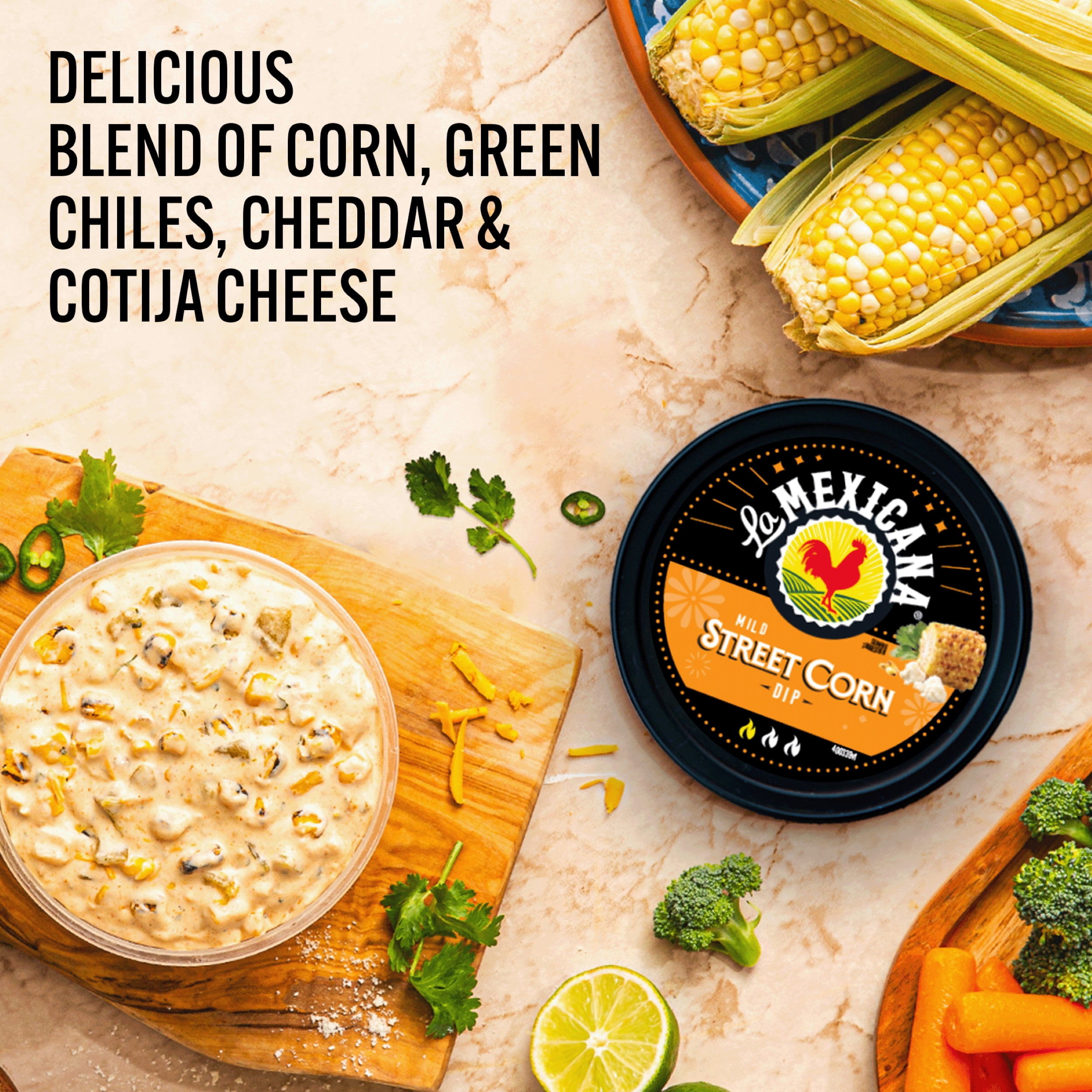 La Mexicana Mexican Style Street Corn Dip, 11 oz Cup, Refrigerated, Gluten-Free, Contains Egg, Milk
