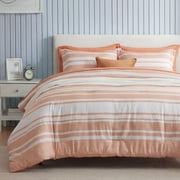 U Bedsure U by Bedsure Queen Comforter Set Burnt Orange, 7 Pieces Reversible Bed in a Bag, Striped Bedding Set, All-Season