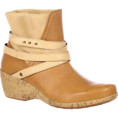 - 4eursole casual boots womens motif wedge strap brown rkh133