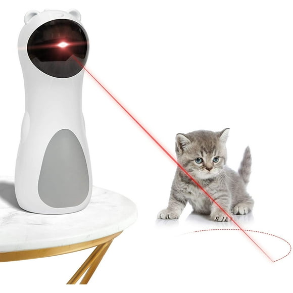 EverWin Cat Laser Toy Automatic, Interactive Laser Pointer Cat Toy for Indoor Cats Kittens Dogs-USB Charging/Battery Powered, 5 Random Pattern, Automatic On/Off and Silent, Fast/Slow Mode
