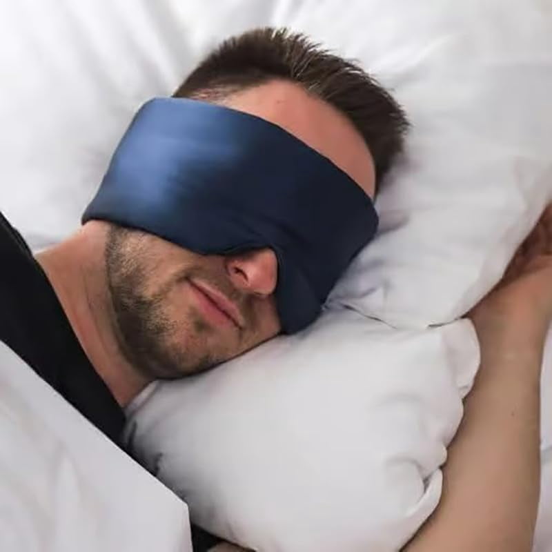 Deep Sleep Mask, Eye Masks, Mulberry Silky Sleep Mask, Silk Sleeping Mask, Mulberry Silk (Navy Blue, Pack of 1)