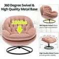 thumbnail image 5 of Velvet Swivel Accent Chair with Ottoman Set, Modern Lounge Chair with 360 Degree Swiveling Metal Base & Footrest, Comfy Single Sofa Chair for Living Room Bedroom, Reading Room, Home Office, Pink, 5 of 7