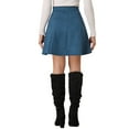 thumbnail image 3 of INSPIRE CHIC Women's Faux Suede Button Front A-Line High Waisted Mini Short Skirt M Peacock Blue, 3 of 6