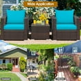 thumbnail image 6 of Aimee Lii 3 Pieces Patio Rattan Furniture Bistro Sofa Set with Cushioned, Modern Patio Furniture, Turquoise, 6 of 7