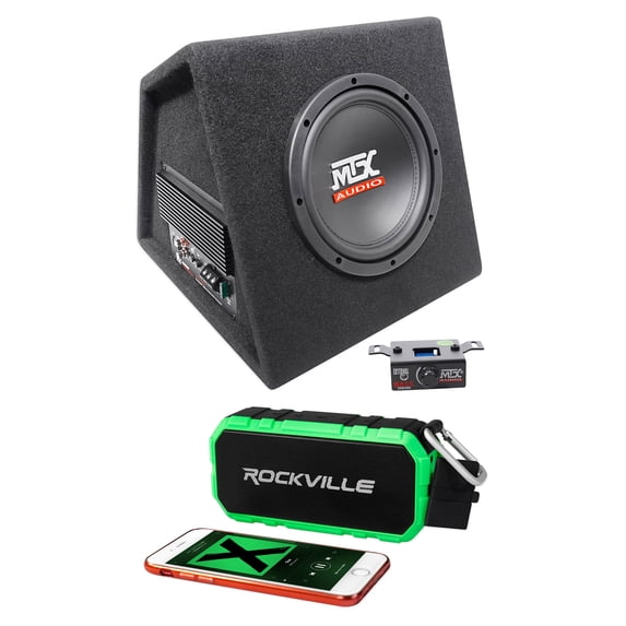 MTX RTP8A 8" 120w RMS Powered Subwoofer In Vented Sub Box+Bluetooth Speaker