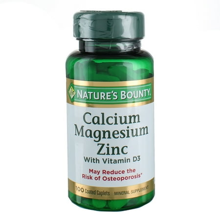 Nature's Bounty Calcium Magnesium Zinc Caplets, 100 ea (Pack of 3)