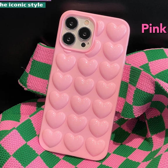 3D Love Heart Bubbles Case For iPhone 17 16 14 15 12 13 11 Pro XS Max XR XS 7 8 SE Soft Cases Shockproof Back Cover Shell