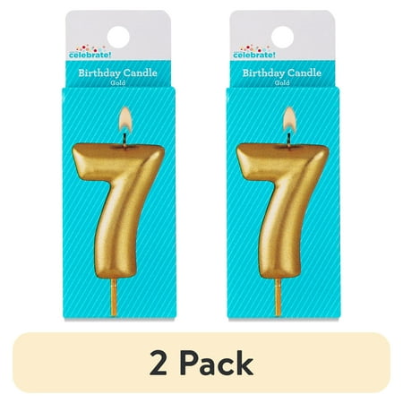 (2 pack) Gold Number 7 Birthday Candle by Way To Celebrate