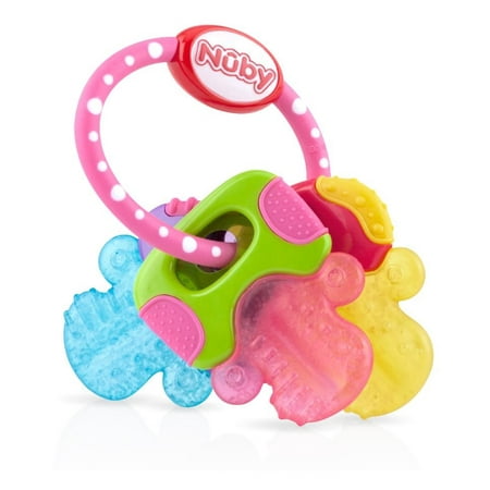 Nuby IcyBite Keys Perfectly Pink Teether (Best Baby Toys 0 6 Months)
