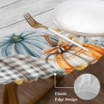 thumbnail image 3 of Orange Pumpkin Fall Round Tablecloth, Fitted Table Cover with Elastic for 45"-54" Round Tables, Thanksgiving Sunflower Maple Leaves Autumn Table Cloth Outdoor Dinning Party Waterproof Tablecloths, 3 of 7