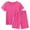 Hot Pink, variant on Viluyesy Round Neck T-Shirt and Shorts Set for Womens Solid Color Tops Elastic Waist Short Pants Pocket Shirt and Shorts Sets Two PC Black Size 2XL