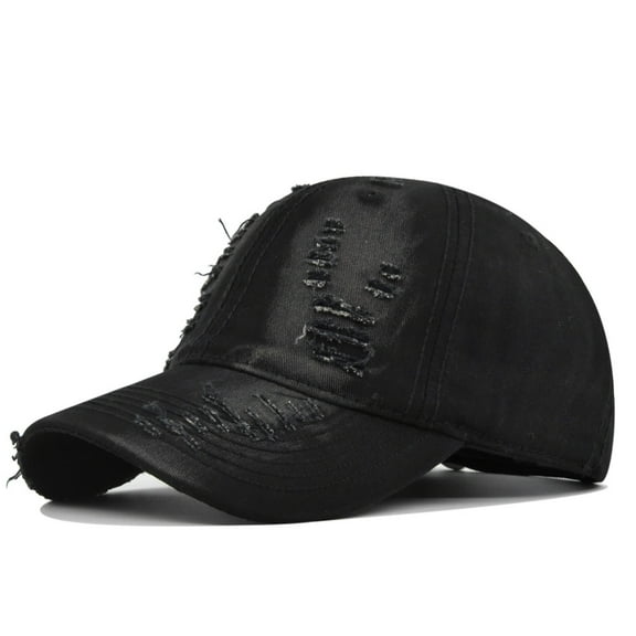 Unisex Solid Color Retro Hole Denim Baseball Cap Fashion Funny Trend Baseball Cap Adjustable Peaked Cap Outdoor Sports Couple Hats Adjustable Curved Brim Hats Sun