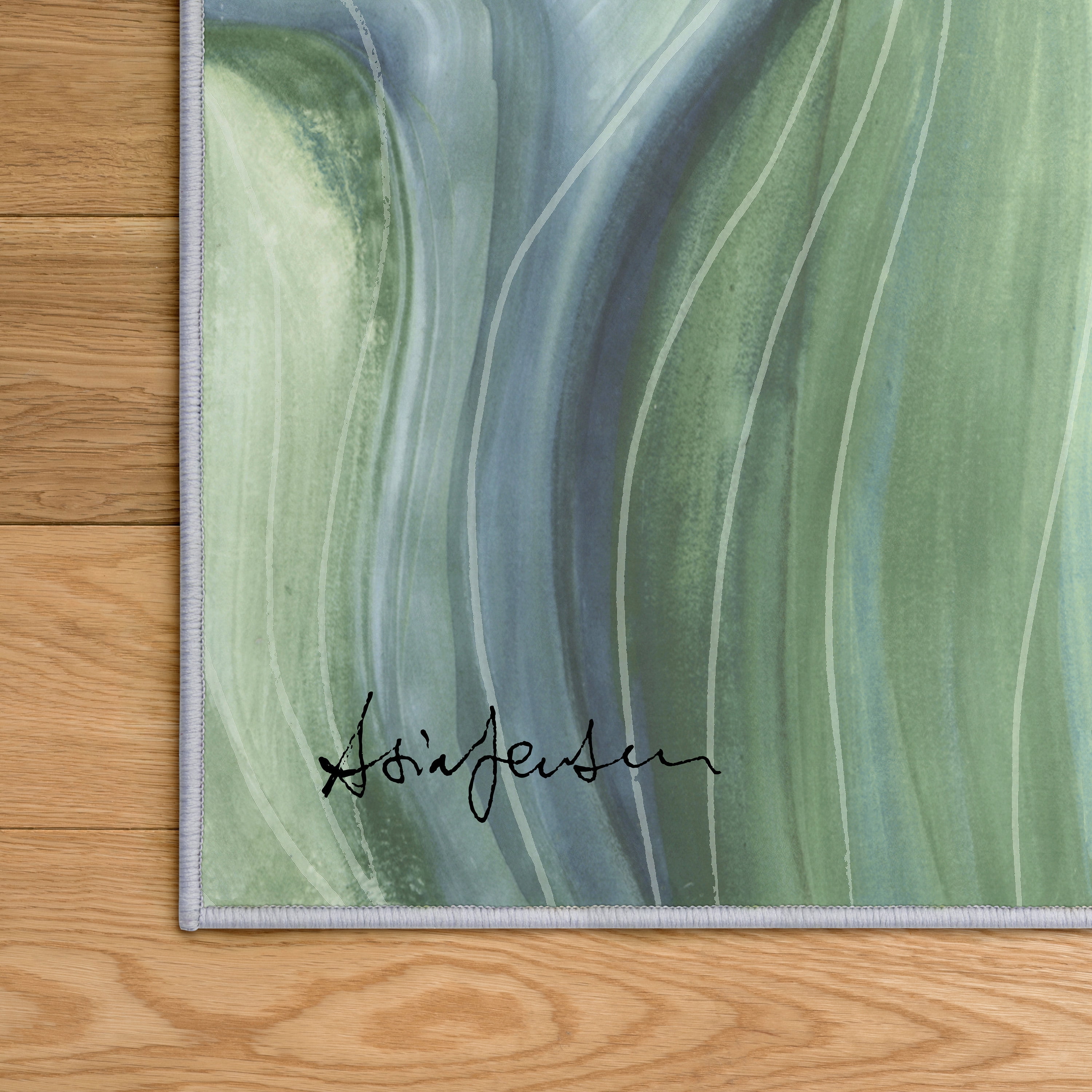 Waves of Leaves Washable Art Area Rug size 5'x8', Power-loomed, Heavenly Softness with Non-Slipping Backing