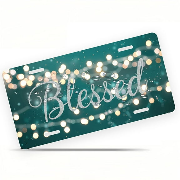 Glittery Blessed Front License Plate, Metal License Plate, Funny Standard Plates Personalized Novelty Decorative For Men/Women/Boys/Girls Car 6×12 Inch